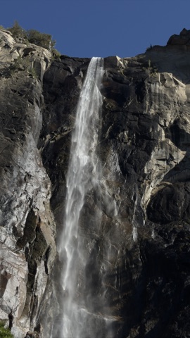 Yosemite Falls between granite cliffs