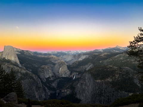 Sunset over Yosemite Valley from an overlook